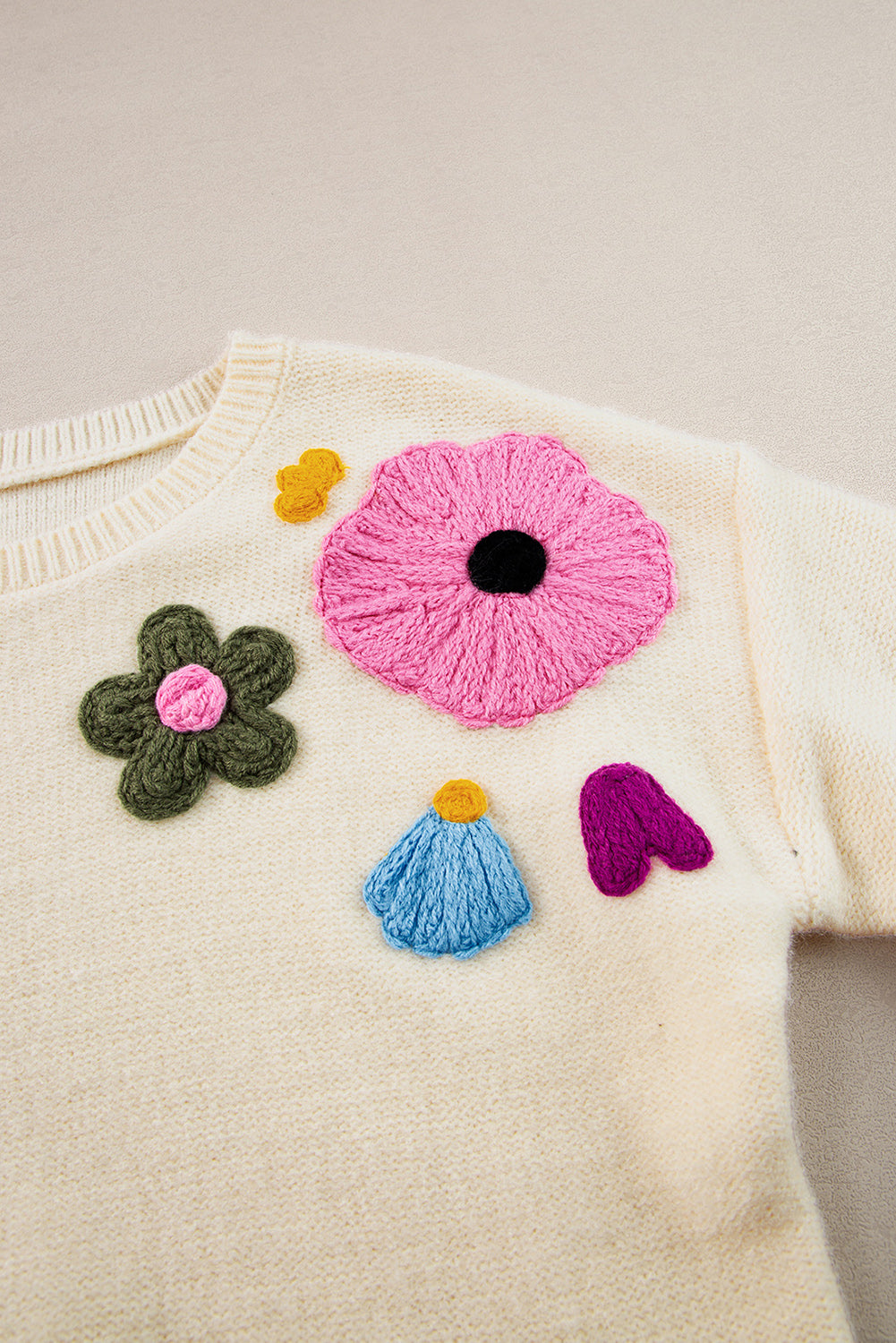 Beige Flower Sweater - SALE