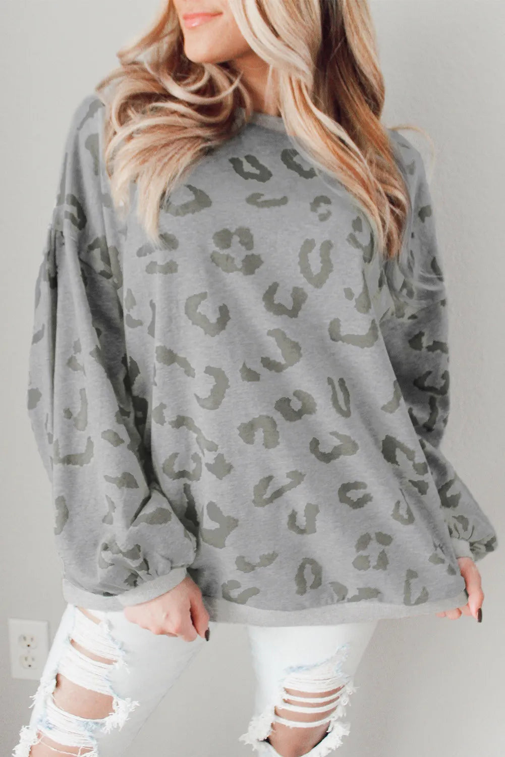 Grey Leopard Top -sale