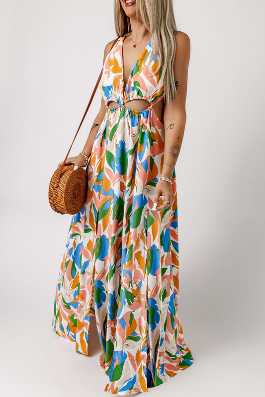 Floral Slit Dress w/Cutouts - sale