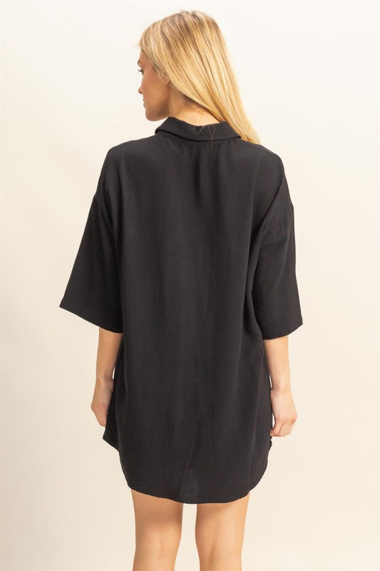 Britt Black Linen Blouse SET