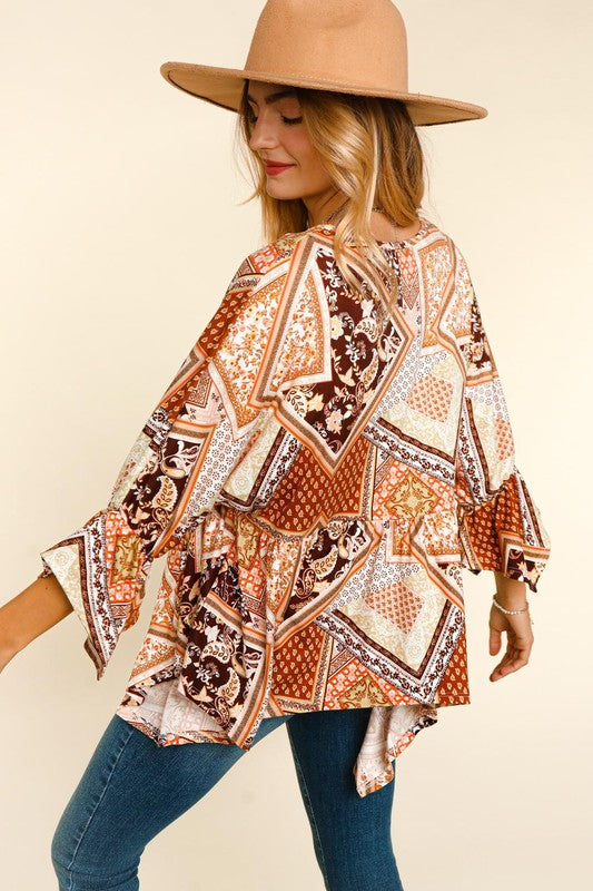 Rust Boho Babydoll Top - sale