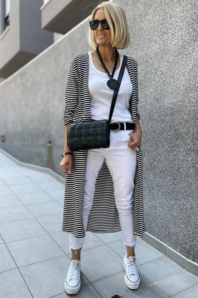 Lightweight Black Striped Cardigan