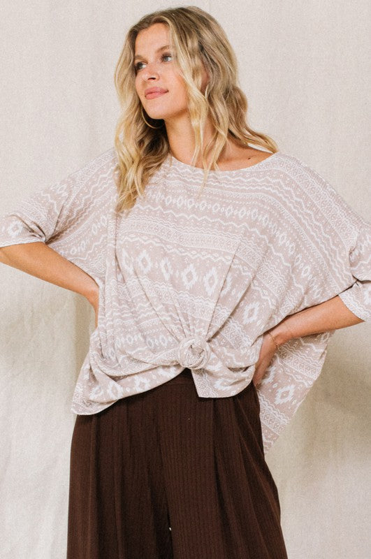 Taupe Aztec Top