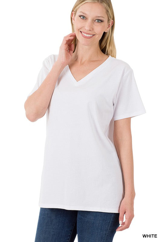 Boyfriend V Neck White Tee