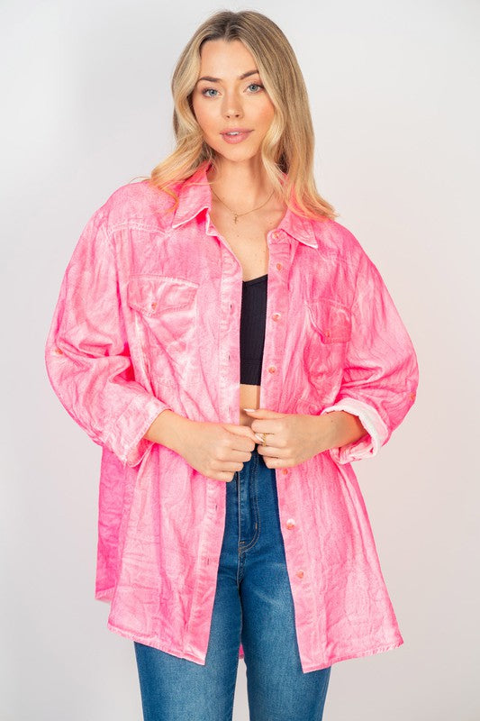 Spray Wash Button Down Shirt