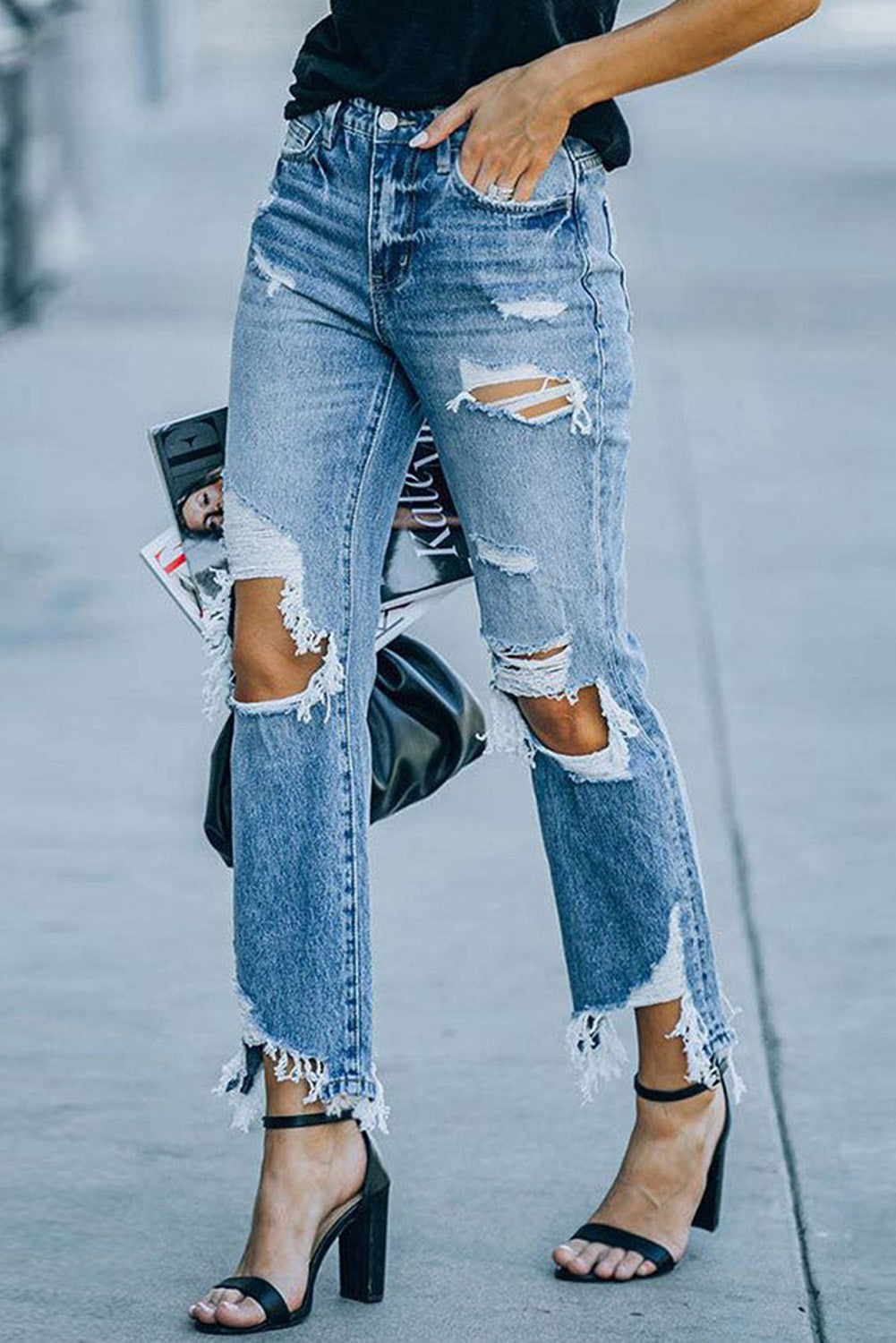 Jenny Ripped High Waist Jean - sale