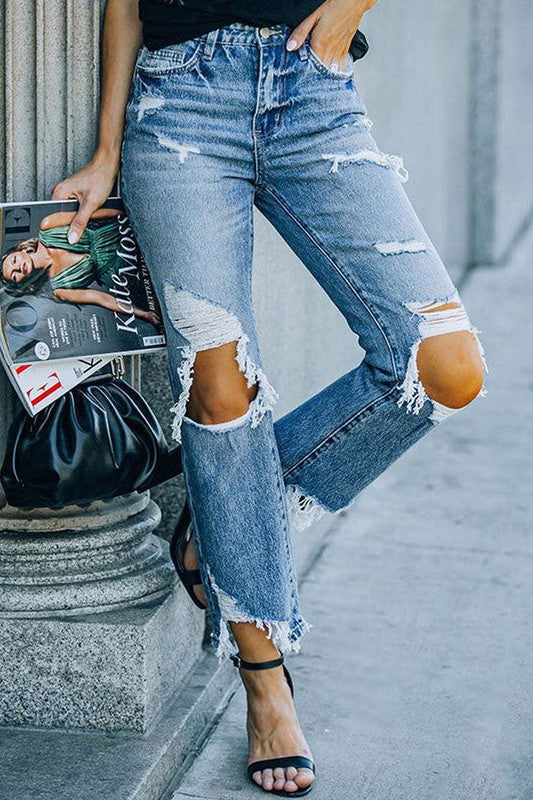 Jenny Ripped High Waist Jean - sale