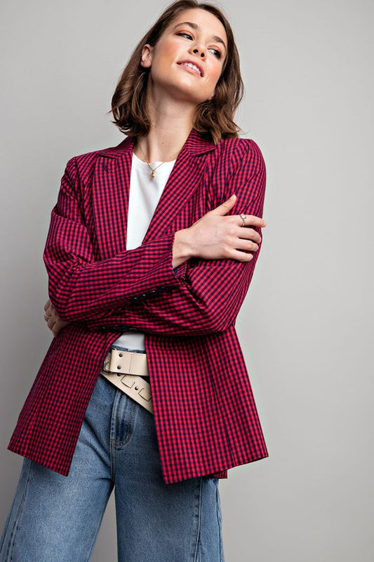 Red Plaid Blazer