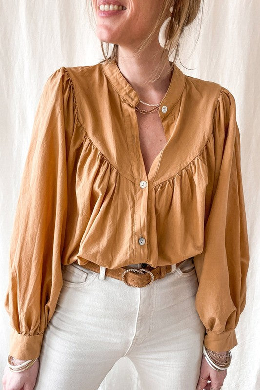 Mustard Pleated Blouse - SALE