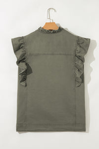 Olive Ruffle Vest
