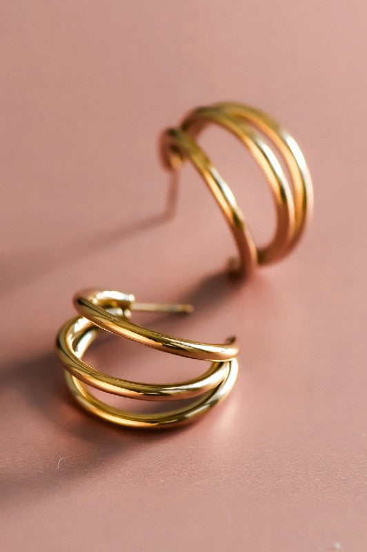 Triple Medium Hoop Earrings