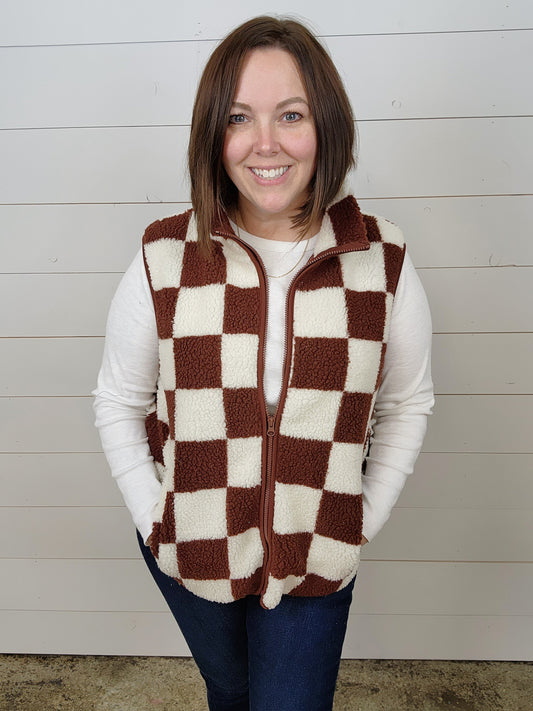 Checkered Brown Vest - sale