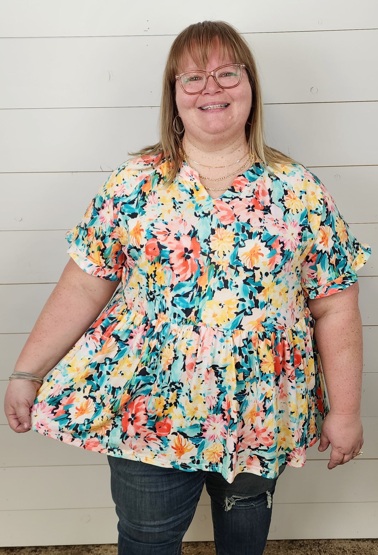 Curvy Floral Blouse - sale