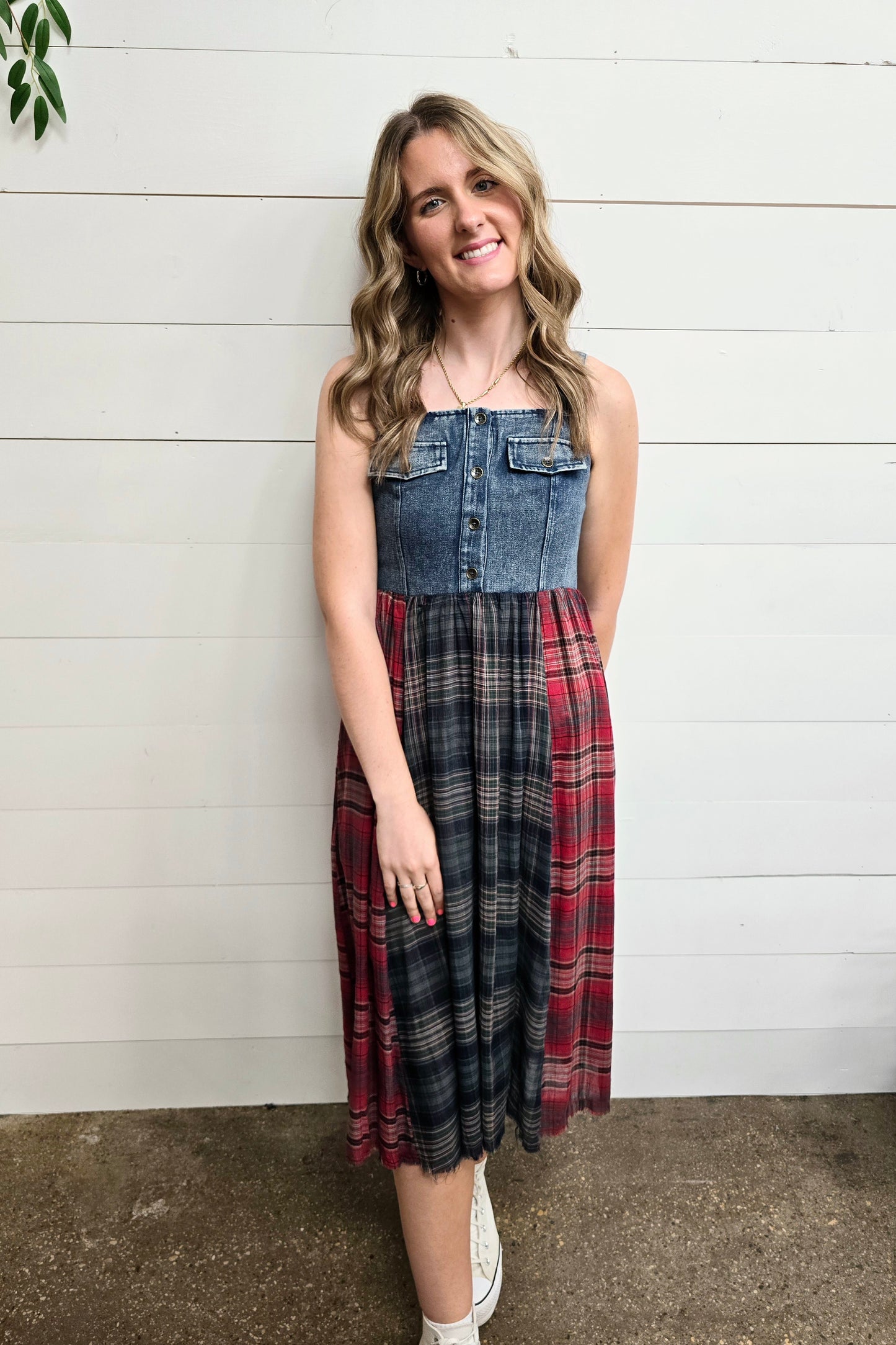 Plaid/Denim Dress - SALE
