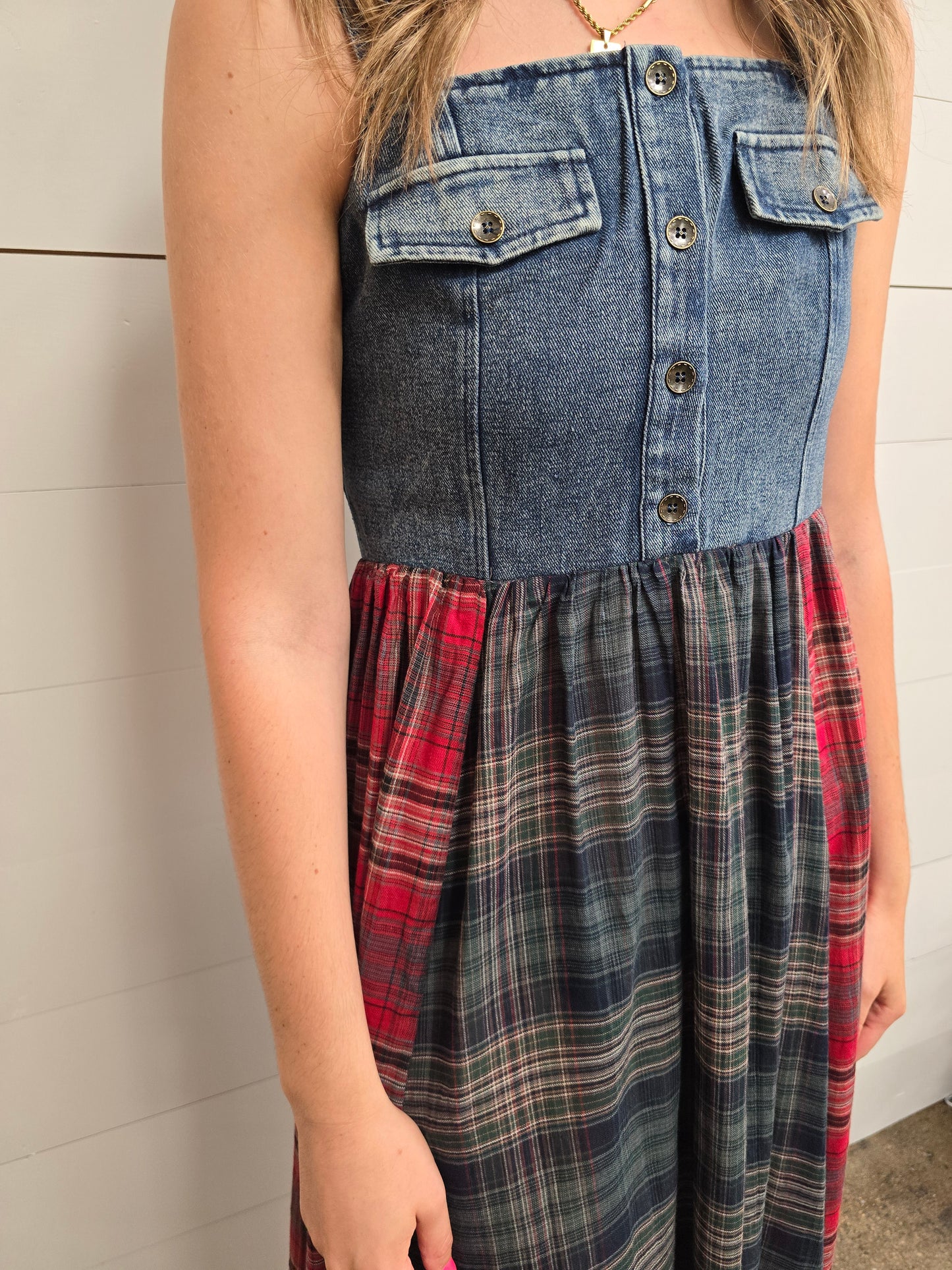 Plaid/Denim Dress - SALE