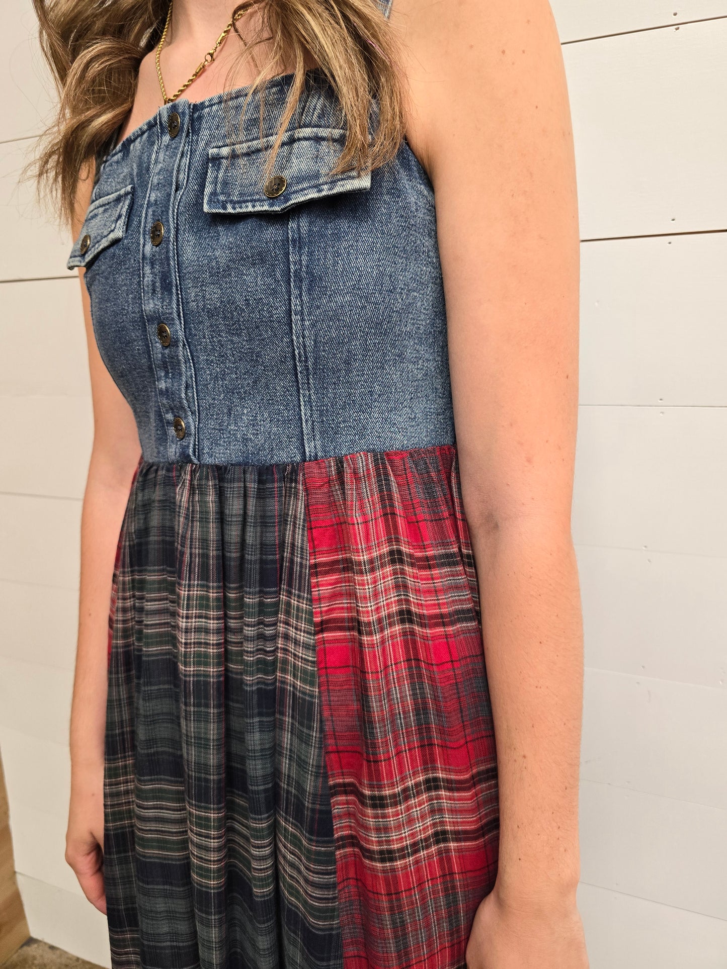 Plaid/Denim Dress - SALE