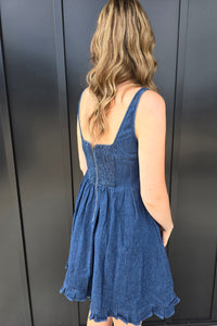 Pintuck Denim Dress