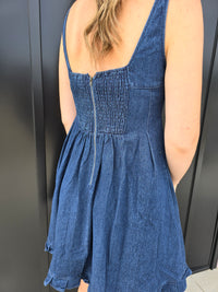 Pintuck Denim Dress