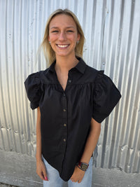 Black Puff Sleeve Blouse
