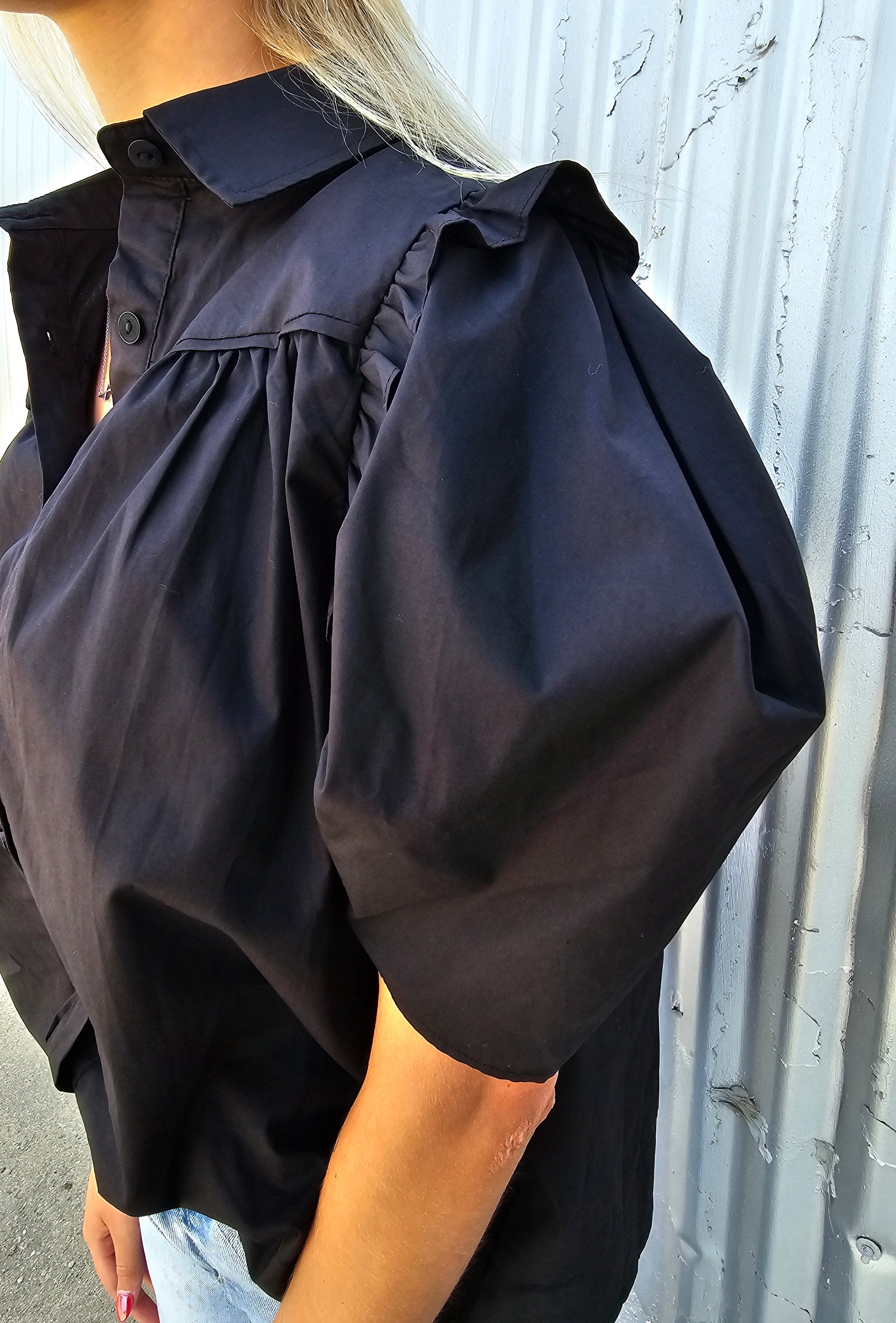 Black Puff Sleeve Blouse