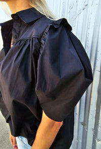 Black Puff Sleeve Blouse