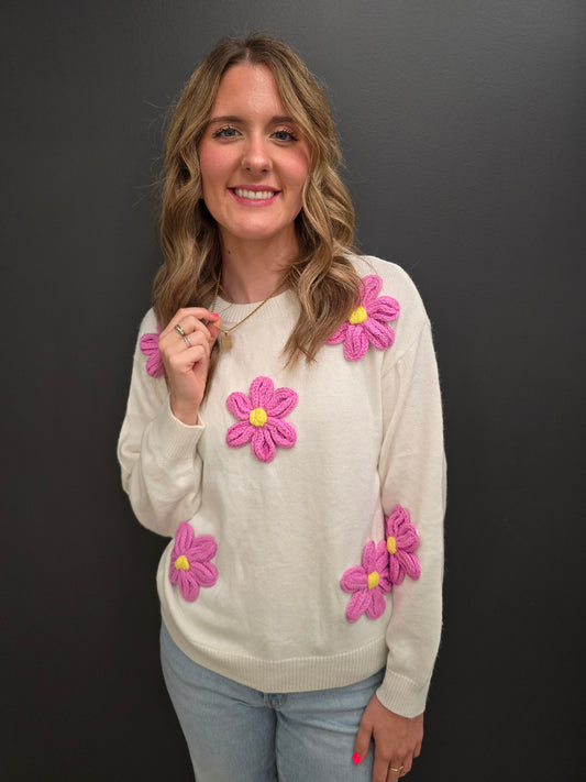 White Floral Sweater - SALE
