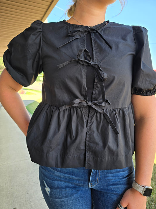 Tie Peplum Blouse
