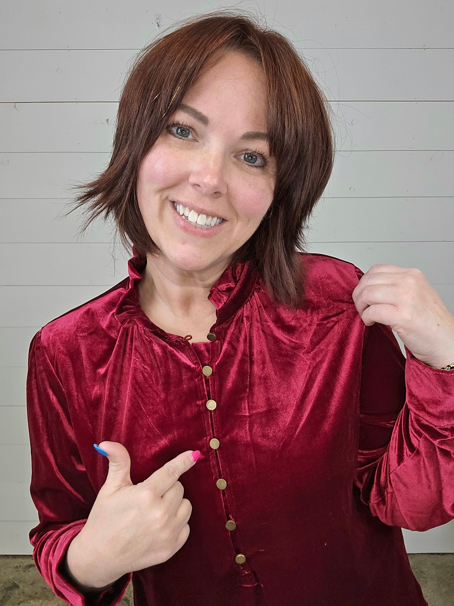 Burgundy Velvet Blouse