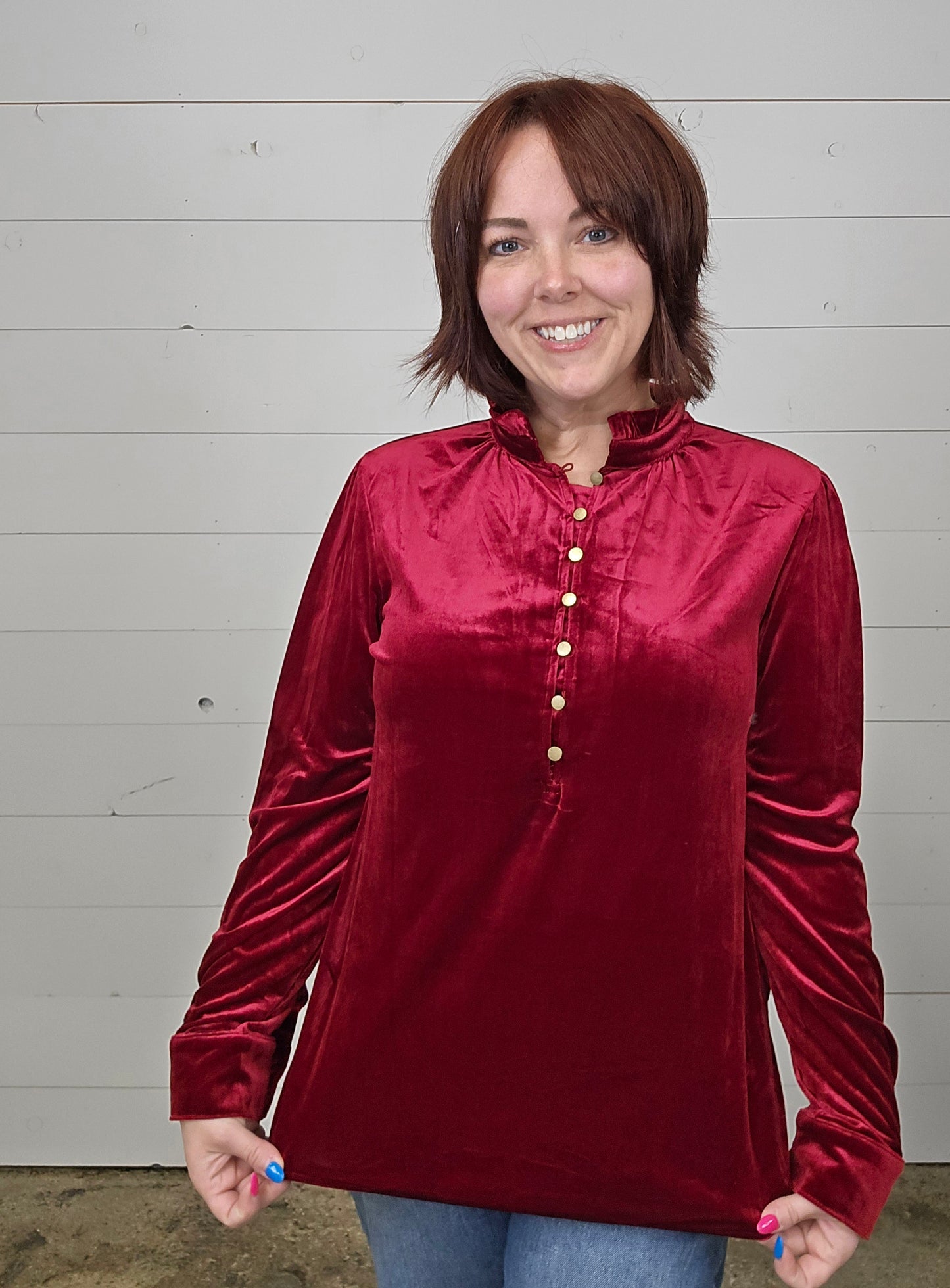 Burgundy Velvet Blouse