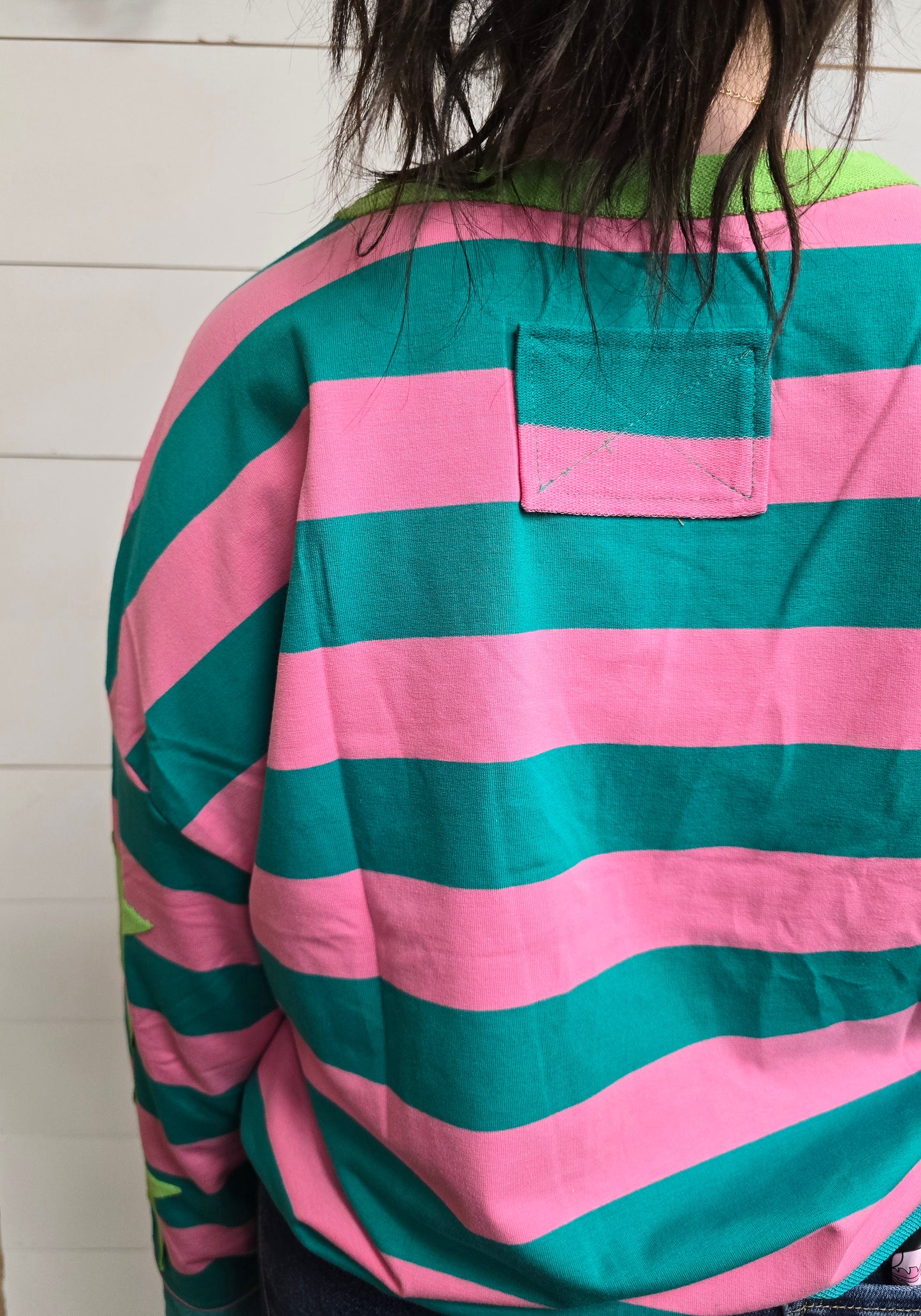 Pink/Teal Stripe Star Top