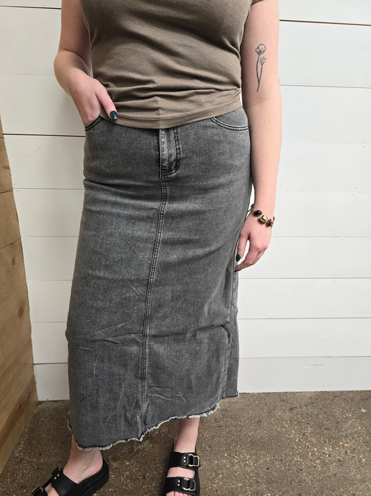Dk Grey Denim Skirt