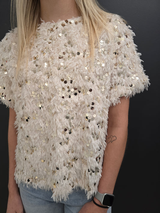 Sequin Furry Top