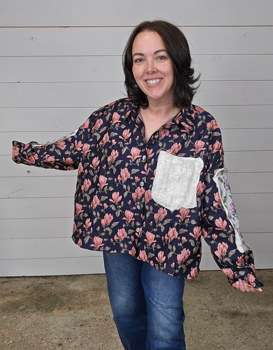 Navy Jacquard Shacket