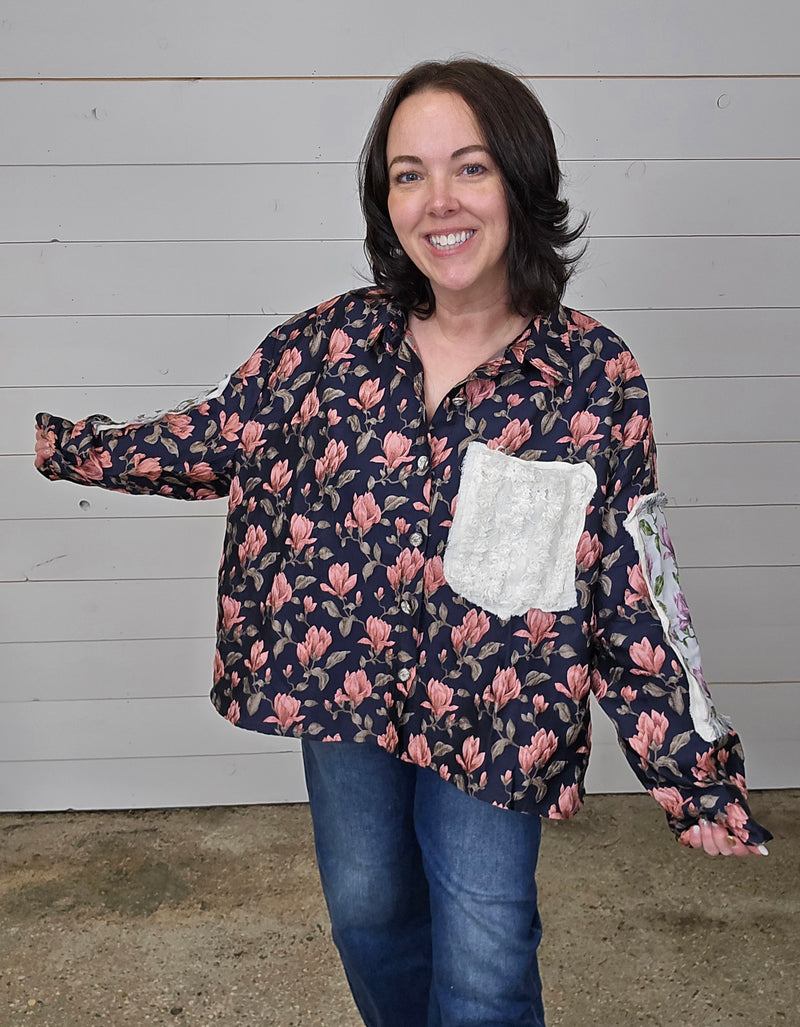 Navy Jacquard Shacket