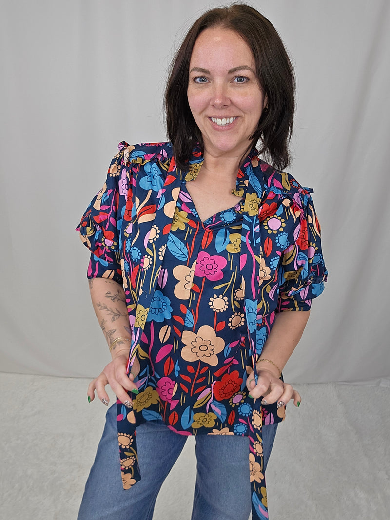 Floral Puff Sleeve Blouse - SALE