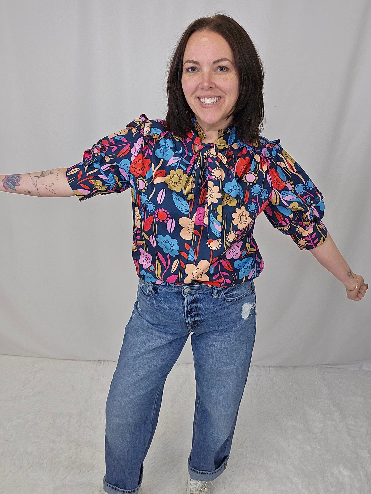 Floral Puff Sleeve Blouse