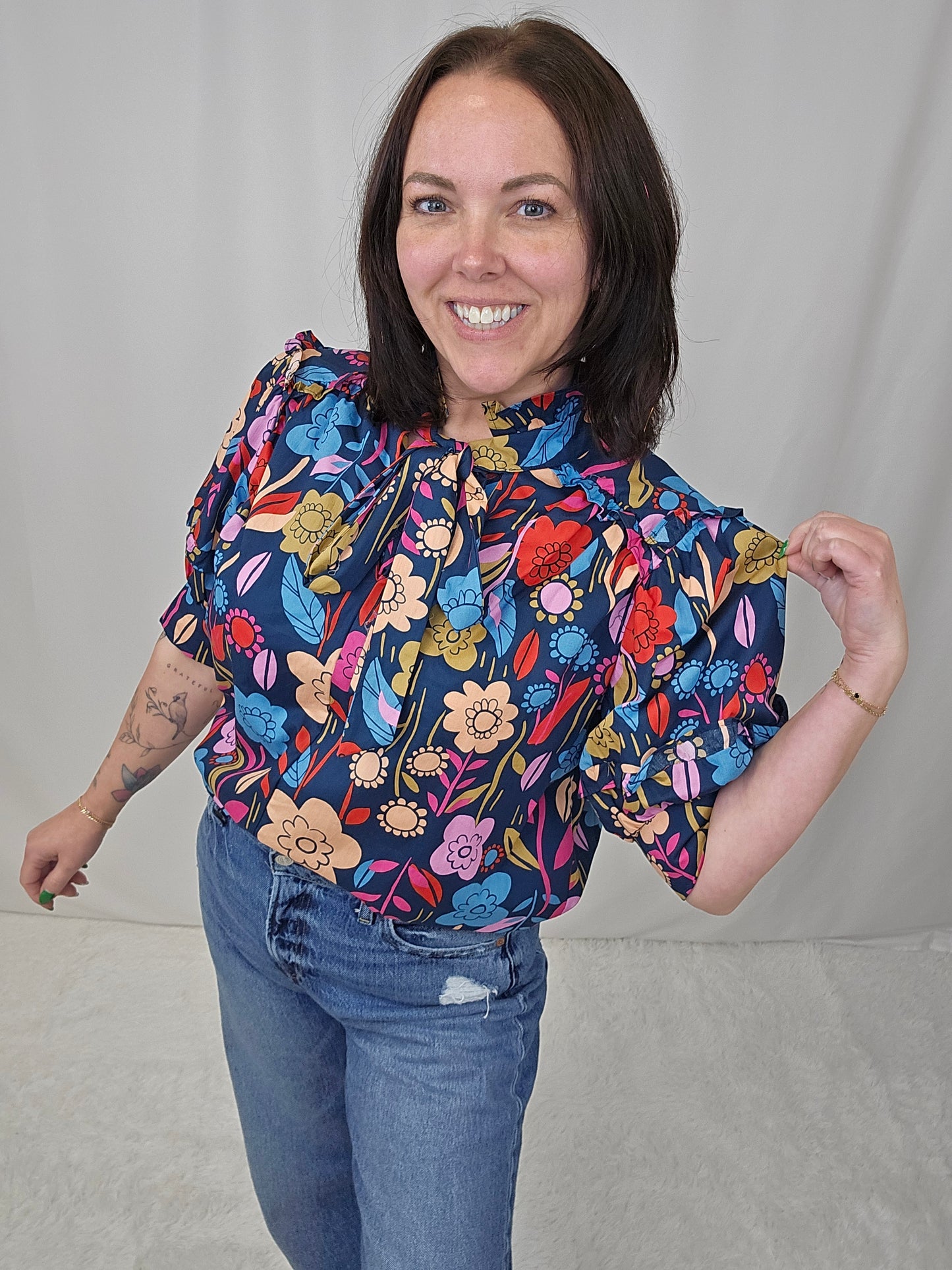 Floral Puff Sleeve Blouse