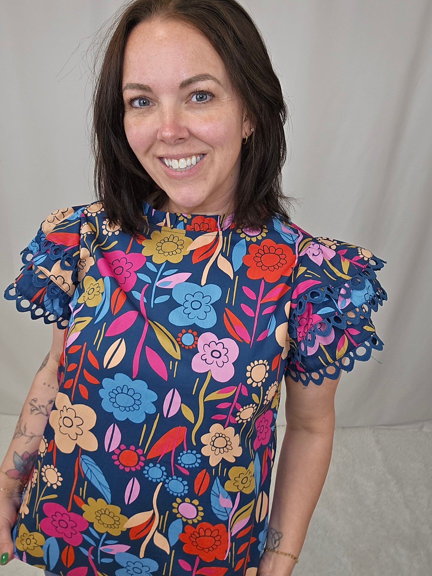 Ruffle Sleeve Floral Blouse