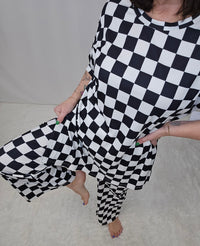 Black Checkered Pant SET