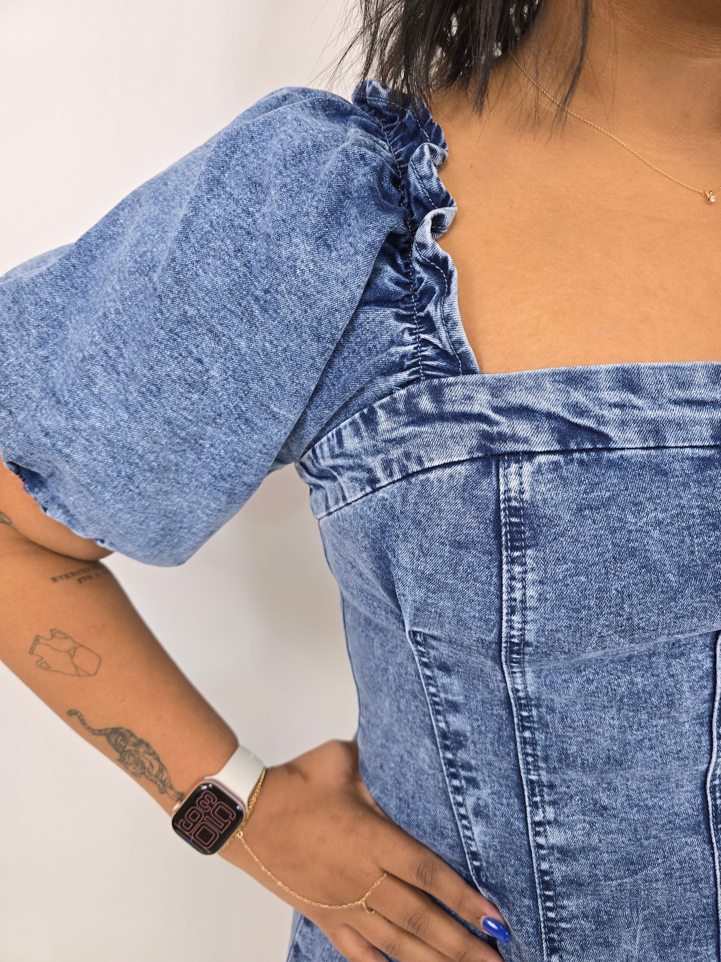 Presley Puff Sleeve Denim Dress