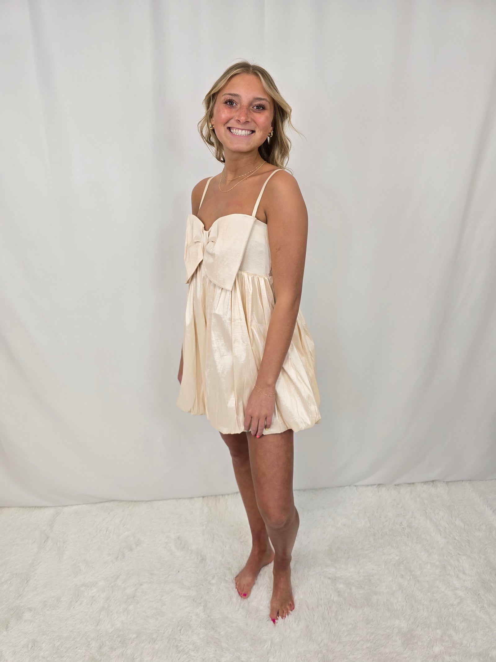 Beige Balloon Dress