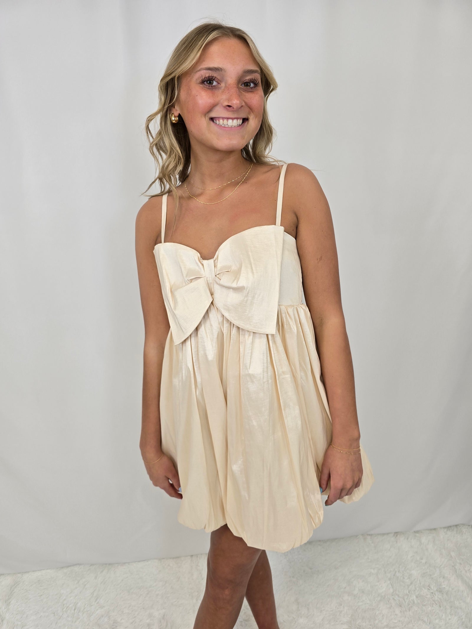 Beige Balloon Dress