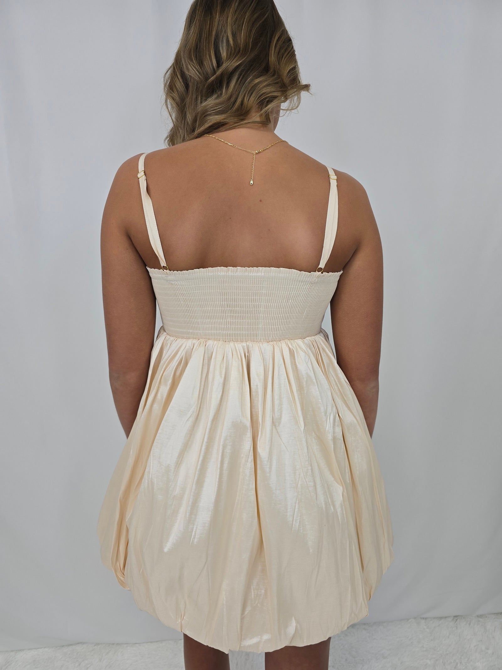 Beige Balloon Dress