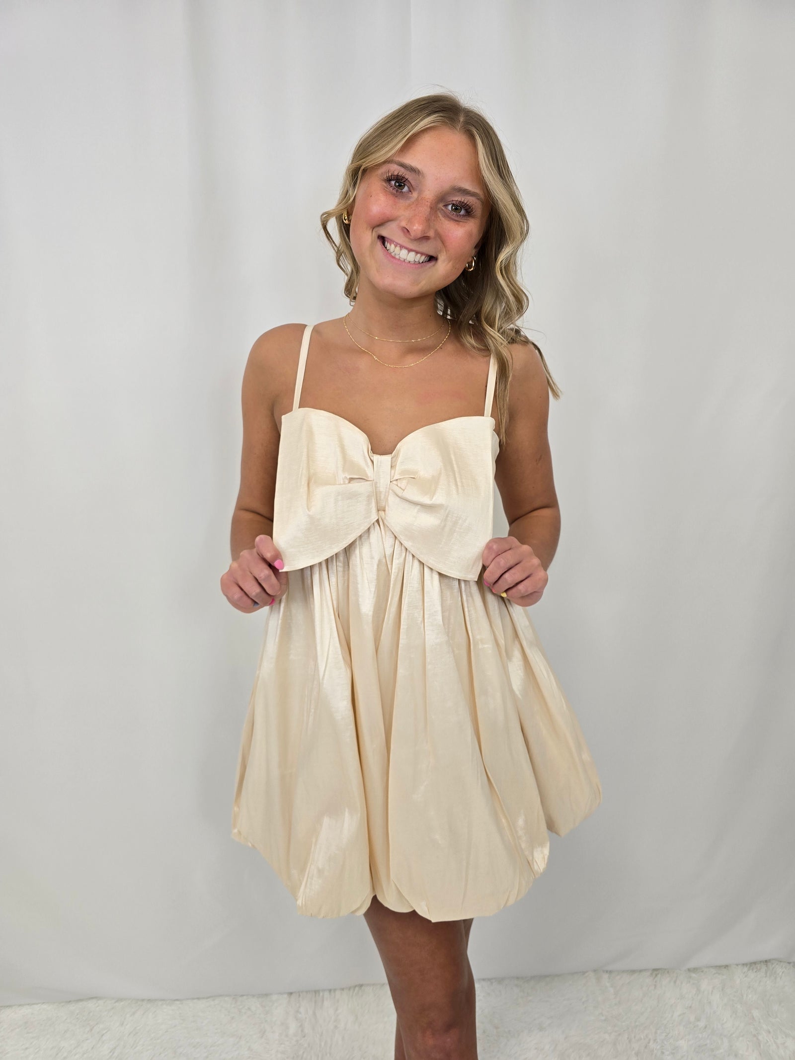 Beige Balloon Dress