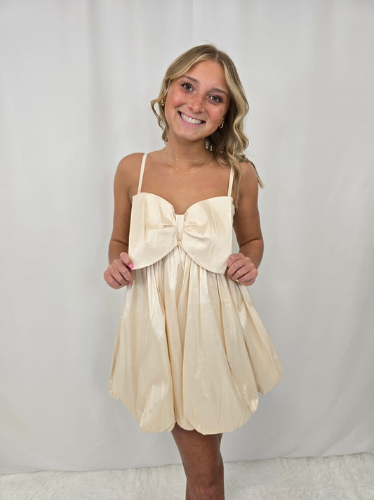 Beige Balloon Dress