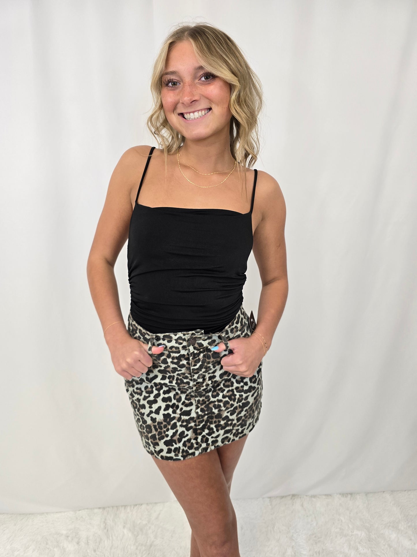 Leopard Denim Skirt