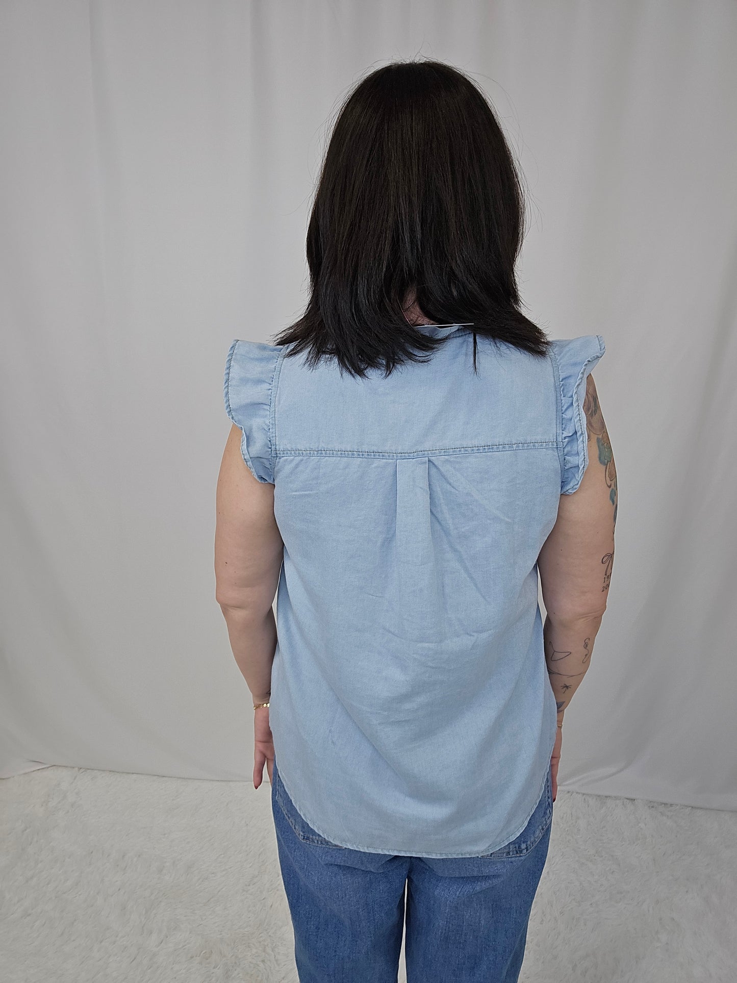 Calista Cap Sleeve Denim Top