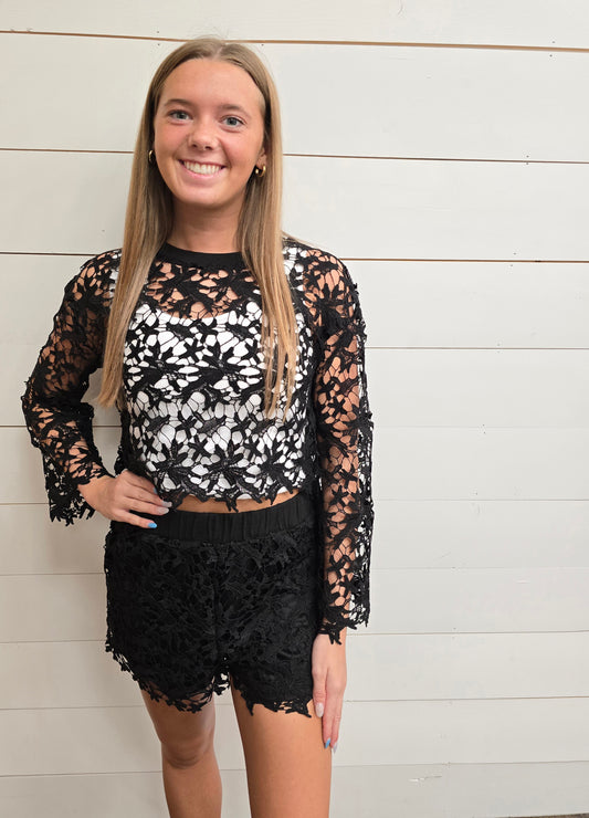 Ramona Black Crochet Top