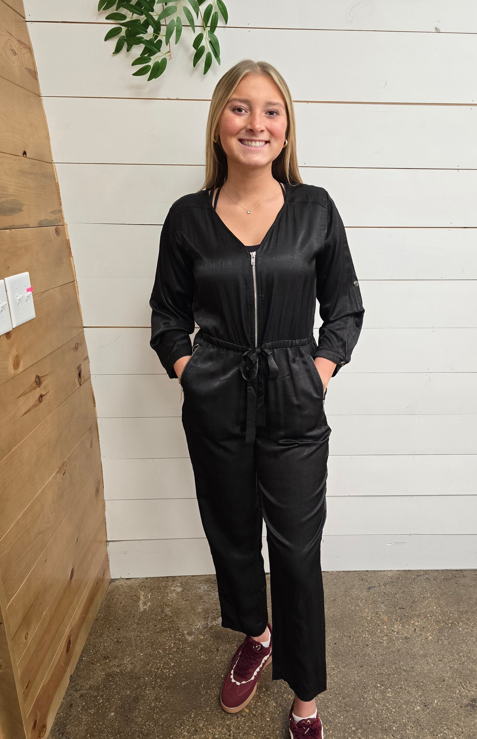 Black Satin Jumpsuit