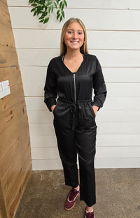 Black Satin Jumpsuit